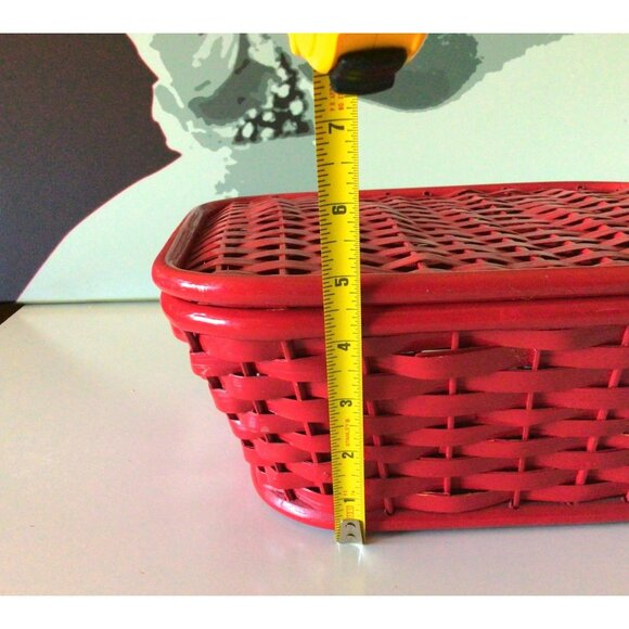 Red Woven Wooden Basket Hinged Lid Dresser Storage Accessory Box Philippines - Picture 14 of 14